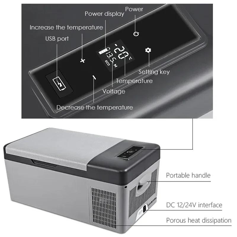 15L Small Fridge Portable Car Freezer Mini Refrigerator Compressor Cooler for Traveling Outdoor Activities