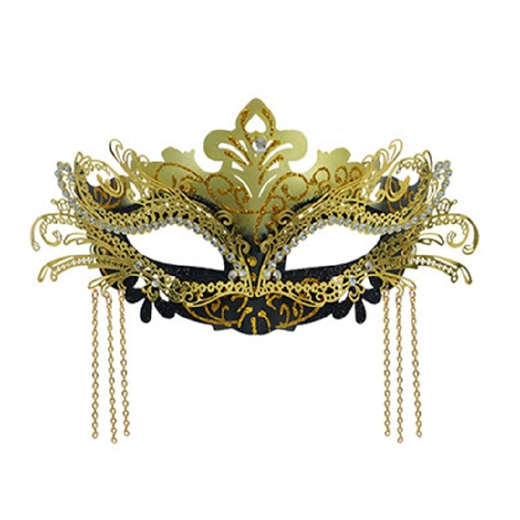Luxurious Beaded Half Face Mask Practical Metal Plastic Blend Costume Prop For Masquerades Theater Art