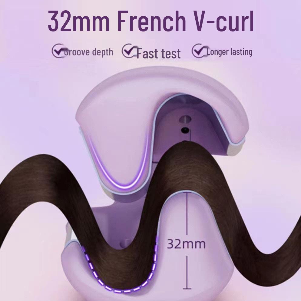 32mm Deep V French Curling Iron - Large/Small Curls & Waves Hair Crimper