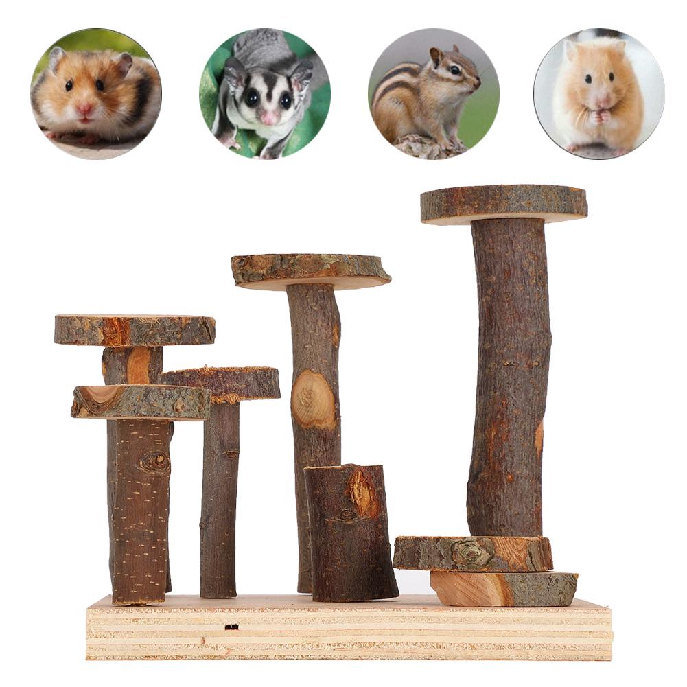 Hamster Exercise Toy Ladder Applewood Hamster Stairs Step Play Teeth Grinding Pet Supplies
