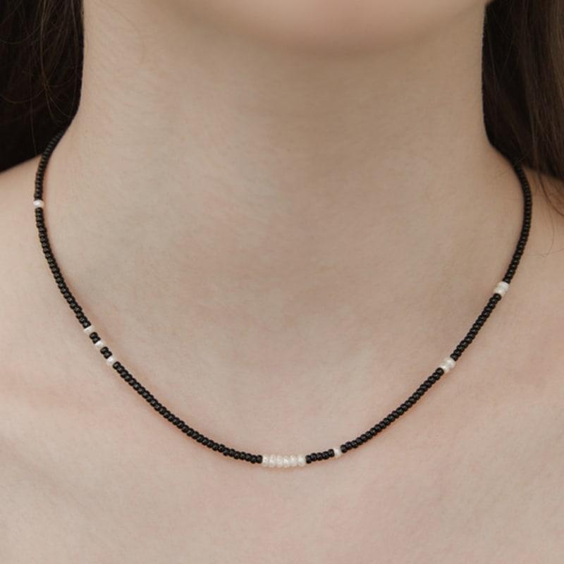 

TATIANA (925 Silver) Collage Bead Necklace NZ2450 BLACK
