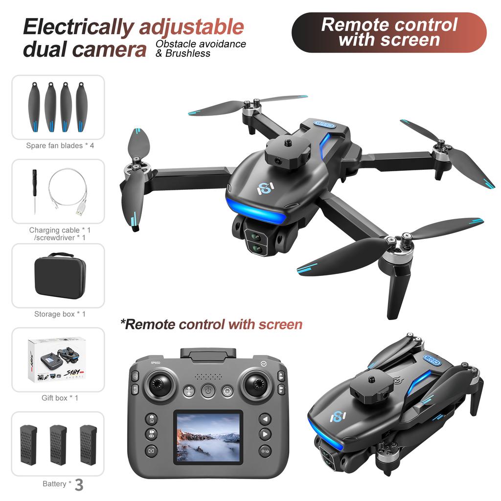2025 New S181 Drone  4K HD Camera Screen Controlled Brushless Obstacle Avoidance RC helicopter Foldable Quadcopter Dron RC Toy