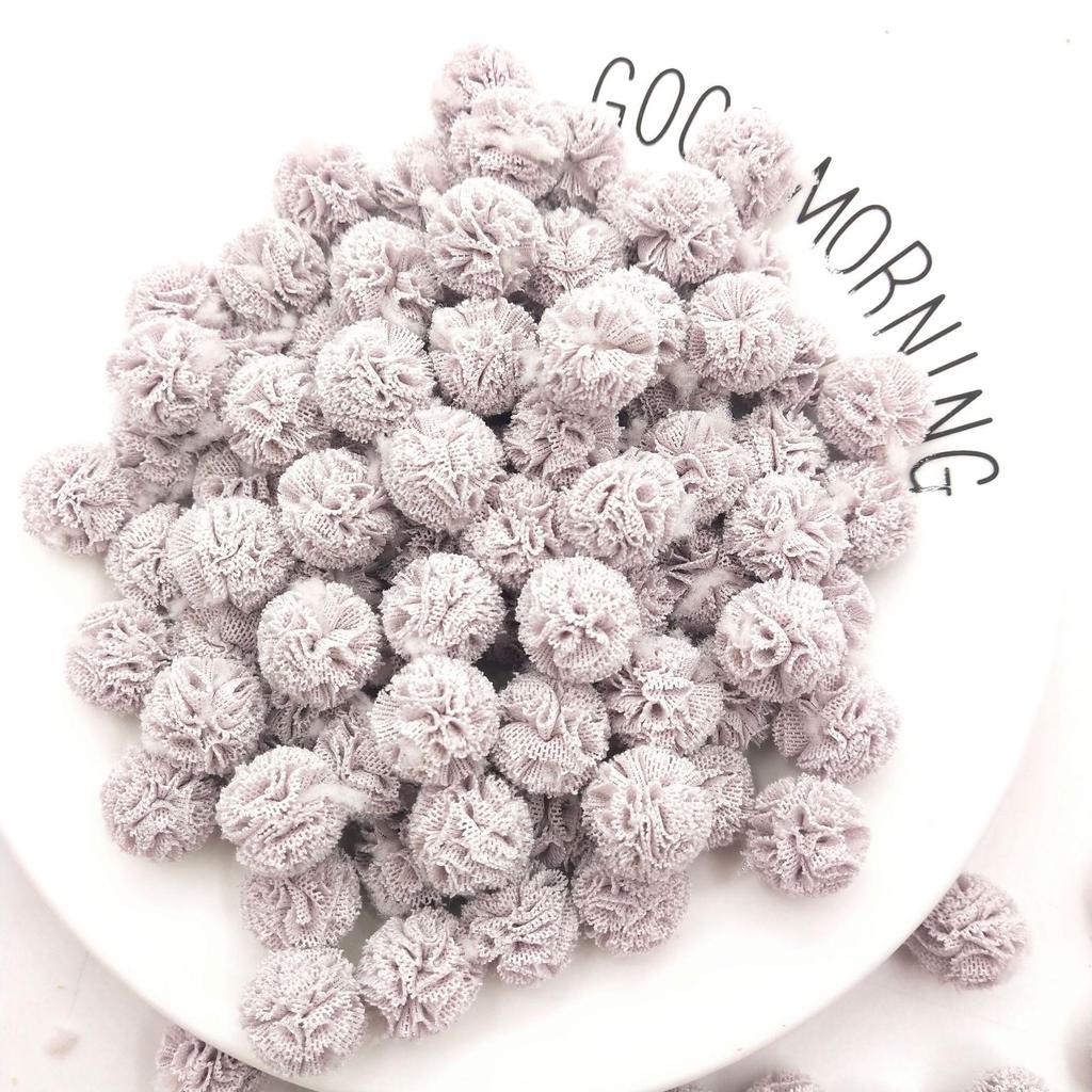1,5 cm Doppelfarbiges Elastisches Netzblumen-Pompon-Spitzen-Haarschmuck, DIY Koreanischer Stil