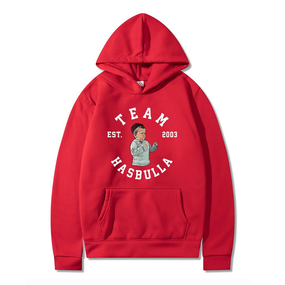 Felpa con cappuccio Team Hasbulla Classica Meme di combattimento Regalo per fan Mini Khabib Blogger Felpe con cappuccio Unisex Kawaii Pullover Felpe con cappuccio grafiche