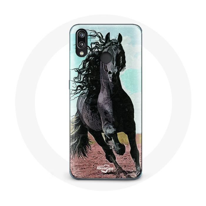 Coque pour Huawei P20 Lite Cheval Noir De La Race Frisonne