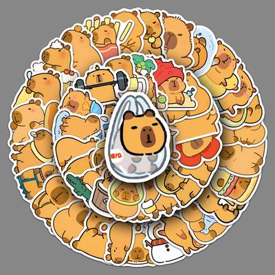 50 Capybara Doodle Aufkleber Personalisierte Cartoon Niedliches Tier Capybara Dekorative Wasserbecher Handyaufkleber