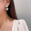 Luxury Diamond-Studded Heart Pendant Earrings for Women - Chic and Trendy Light Fashion