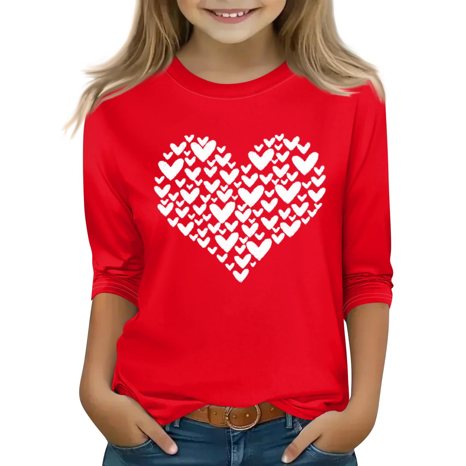 

Топы с принтом для девочек 5-16 лет с круглым вырезом и рукавами 3/4 Футболки Модные топы Наряды Футболки 160 арбуз красный