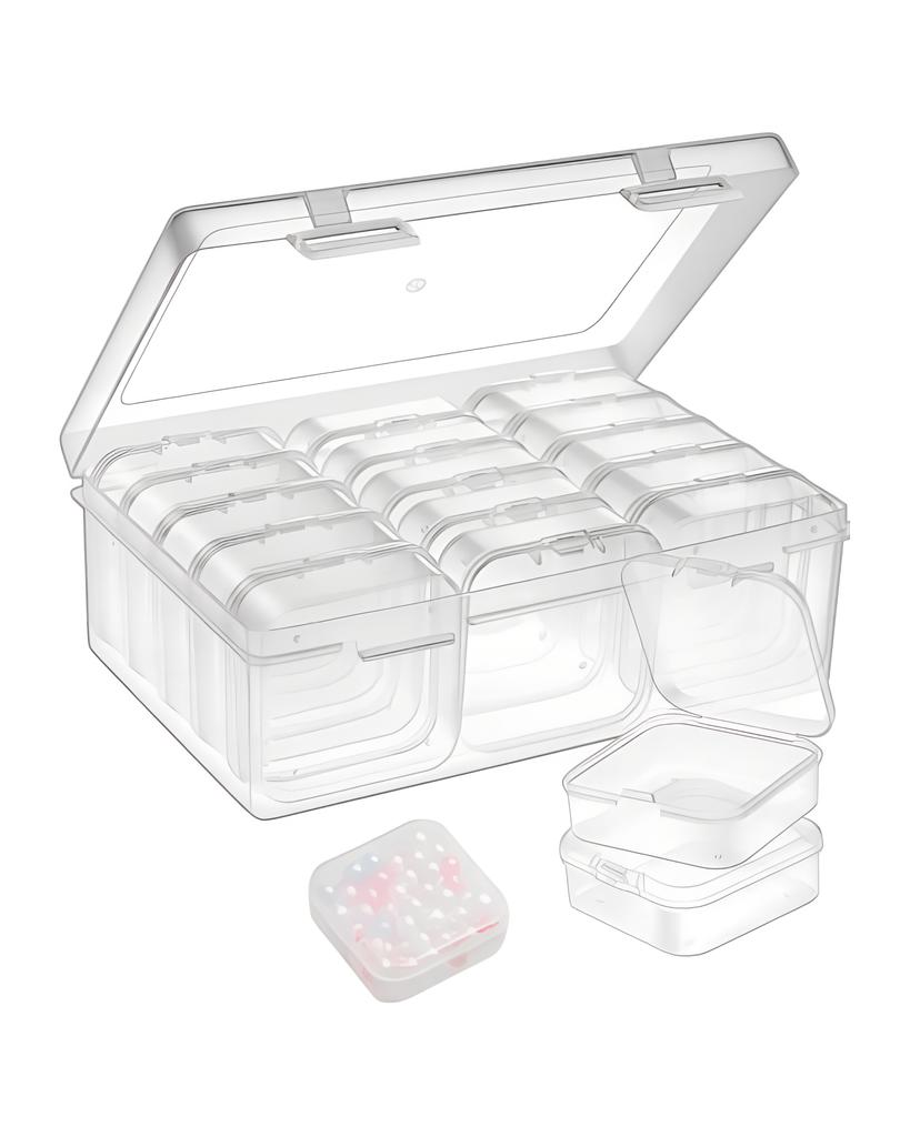 1 Set Perlen-Aufbewahrungsbox, Mini-transparente Perlen-Aufbewahrungsbehälter, tragbare Organizer-Box für kleine Gegenstände