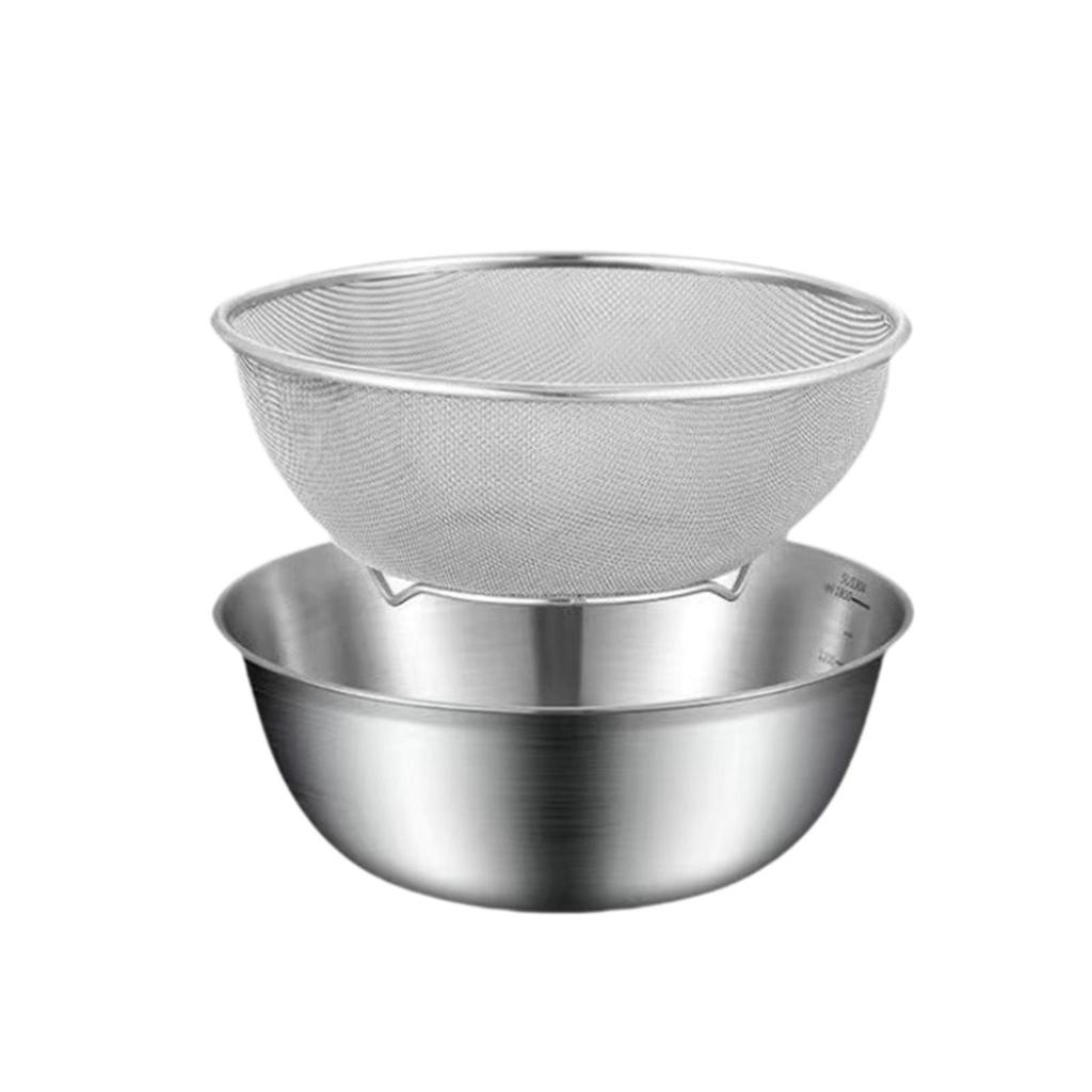 Stainless Steel Colander Basket with Basin Fine Mesh Strainer and Food Strainers Set