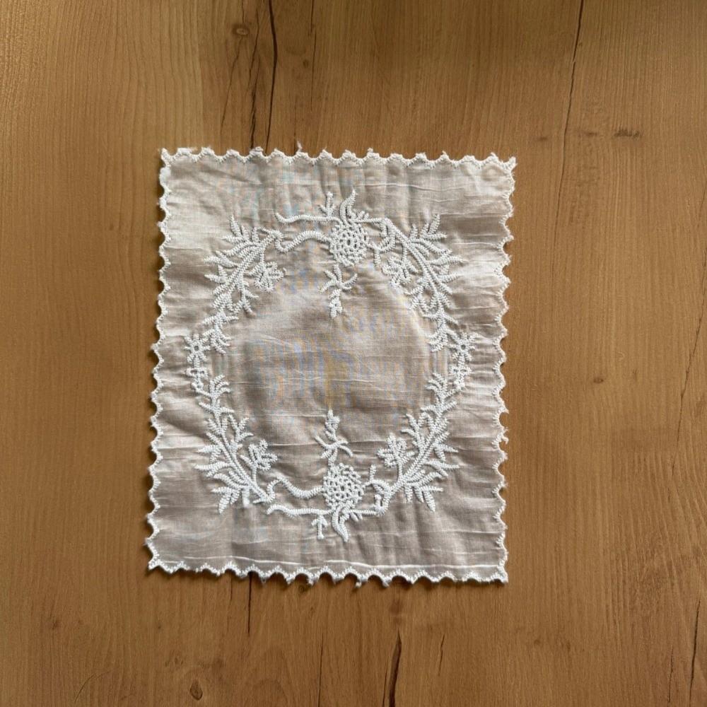 Soft Flounced Lace Placemats Flower Embroidered Cloth Napkins New Table Cup Mat  Photo Background