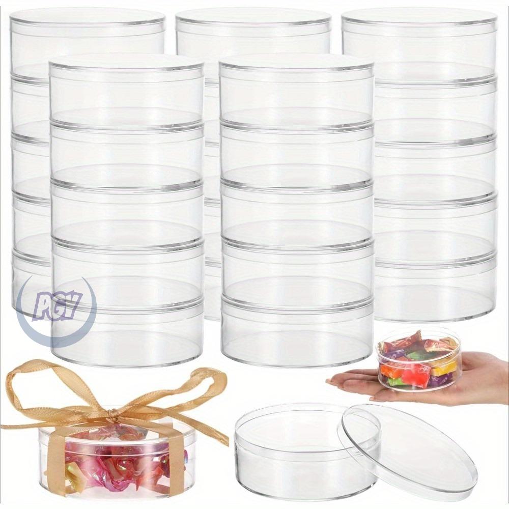 18pcs Clear Acrylic Round Storage Boxes Flip-Top Lids 8cm Jewelry Organizer Containers Wedding Favors Party Treats Beads Crafts