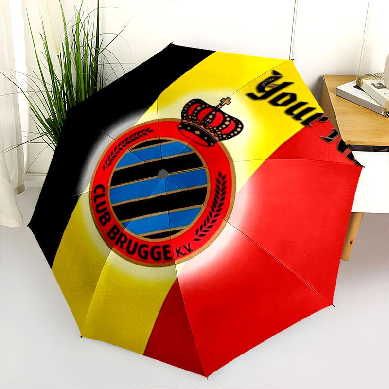 1 PC Automatic Folding Umbrella - Club Brugge KV Custom Name Pattern, Portable & Foldable Design with 8 Ribs, Christmas Birthday Gifts