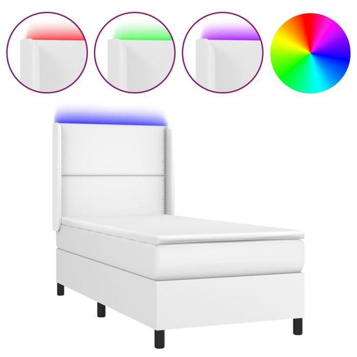 VidaXL Bed Slat Base with Mattress and LED, Upholstered Bed, Single Bed, Adult Bed for Interior Bedroom, 3139296