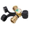 2 Way Propane Gas Splitter Brass POL To Qcc1 Y Type Propane Splitter with Gauge for Barbecue Grill H