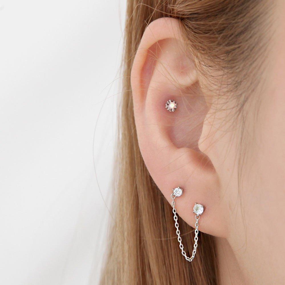 [1+1] Fashion Piercing Surgical Cubic Two-Pin 3-Piece Set (Choose 1, One Side)