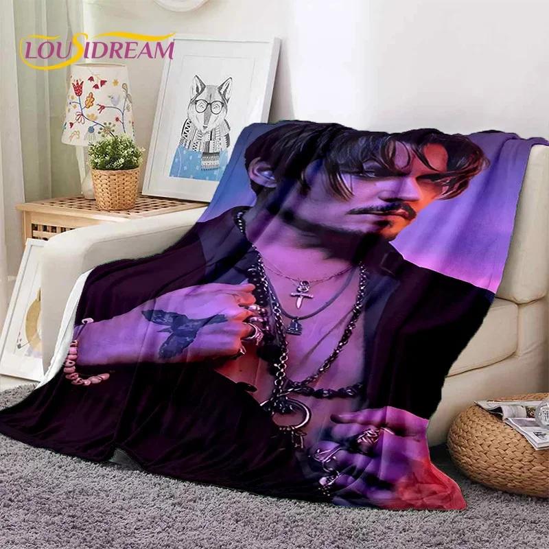 Manta Suave de Franela HD con Impresión 3D de Johnny Depp para Camas Dormitorio Sofá Picnic, Manta Ligera para Cubrir Aire Libre Ocio Regalo
