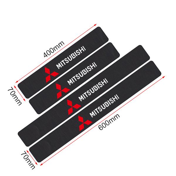 4PCS Car Door Sill Scuff Plate Decor Carbon Fiber Stickers For Mitsubishi X Colt Outlander Pajero Lancer Eclipse Cross Ralliart
