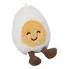 Happy Boiled Egg Stuffed Toy Fun Egg Stuffed Animal for Foodies Sports Fans Playful Expression Doll with Lanyard