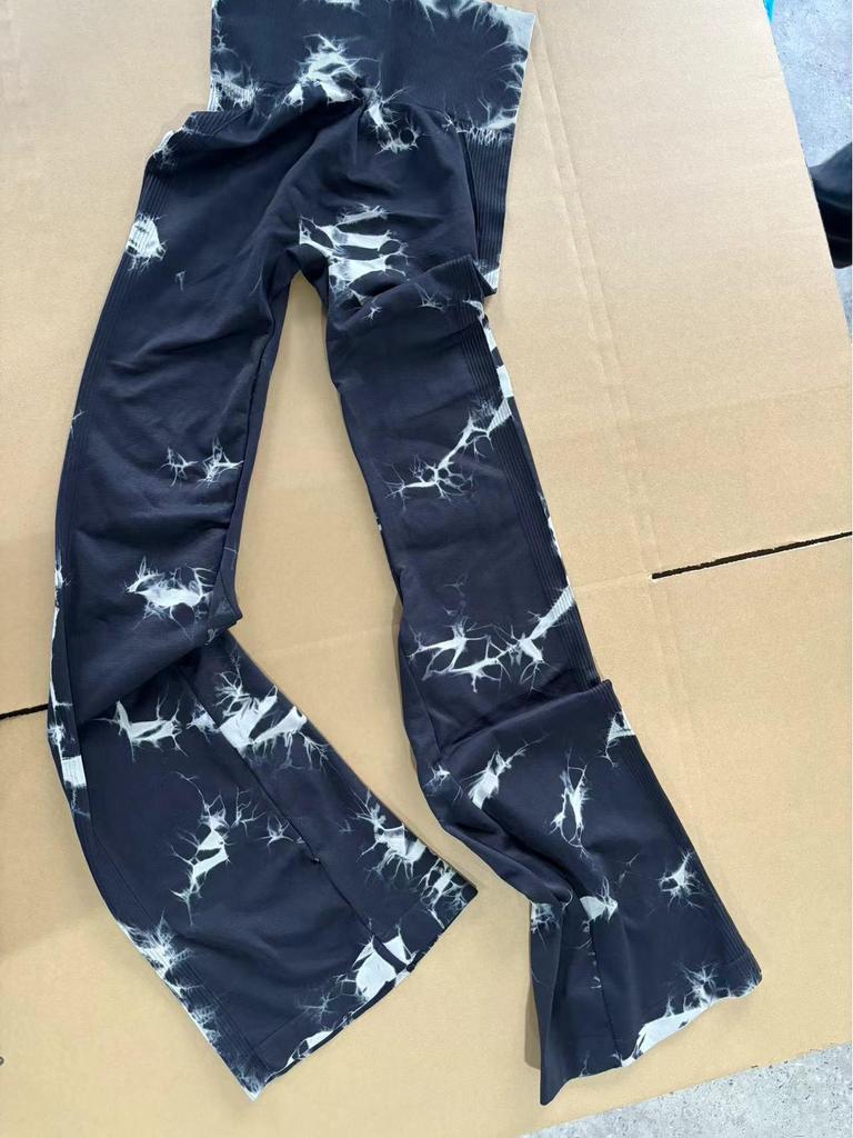 Women's High Waist Tie-Dye Yoga Flare Pants - Elastic, Hip-Lifting, Waist Shaping Fitness Wear