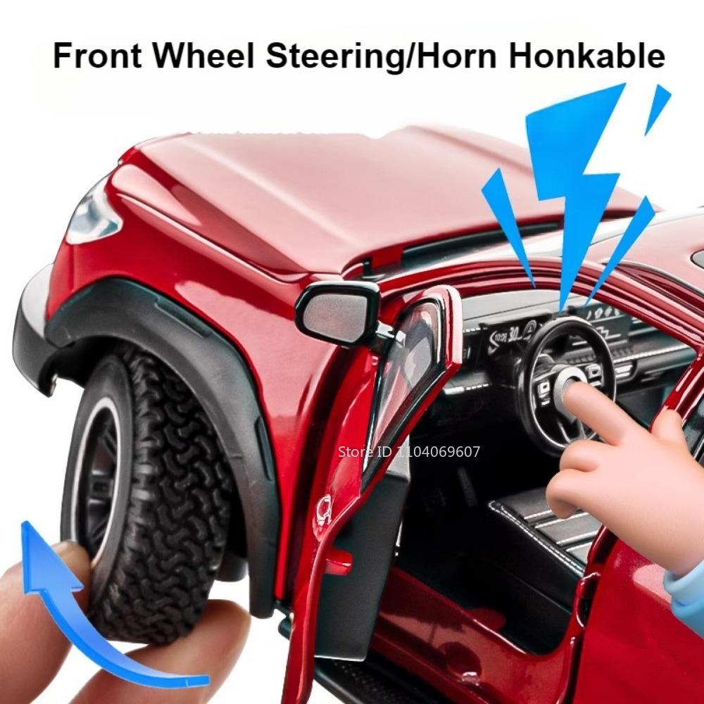 1:24 Scale POER Car Model Toy Alloy Diecast Free Wheeling Shock Absorption Sound Light Off-road Pickup Truck Models for Kids
