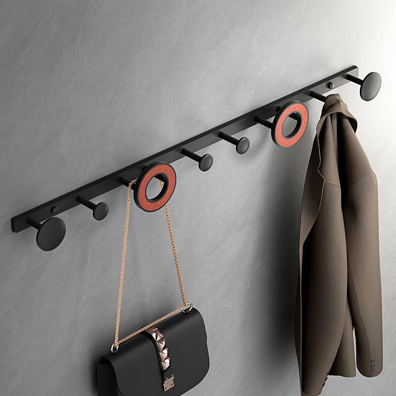 Wall-Mounted No-Punch Clothes Rack and Hooks for Bathroom, Entryway, Bedroom