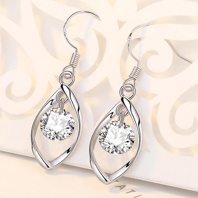 New 925 Sterling Silver Earrings 5A Zircon Sparkling for Women Luxury Wedding Engagement Jewelry Drop Earrings Party Gifts
