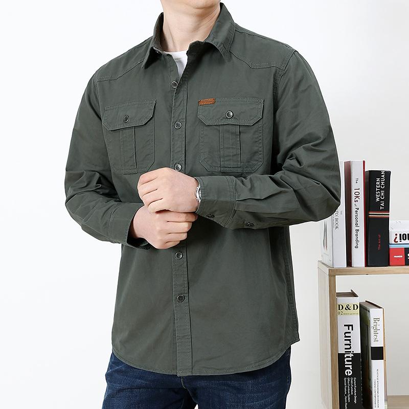 Men'S Spring And Autumn Shirts, Men'S Long-Sleeve Cotton Work Shirts, Men'S Loose Casual Spring Jackets, Men'S Tops