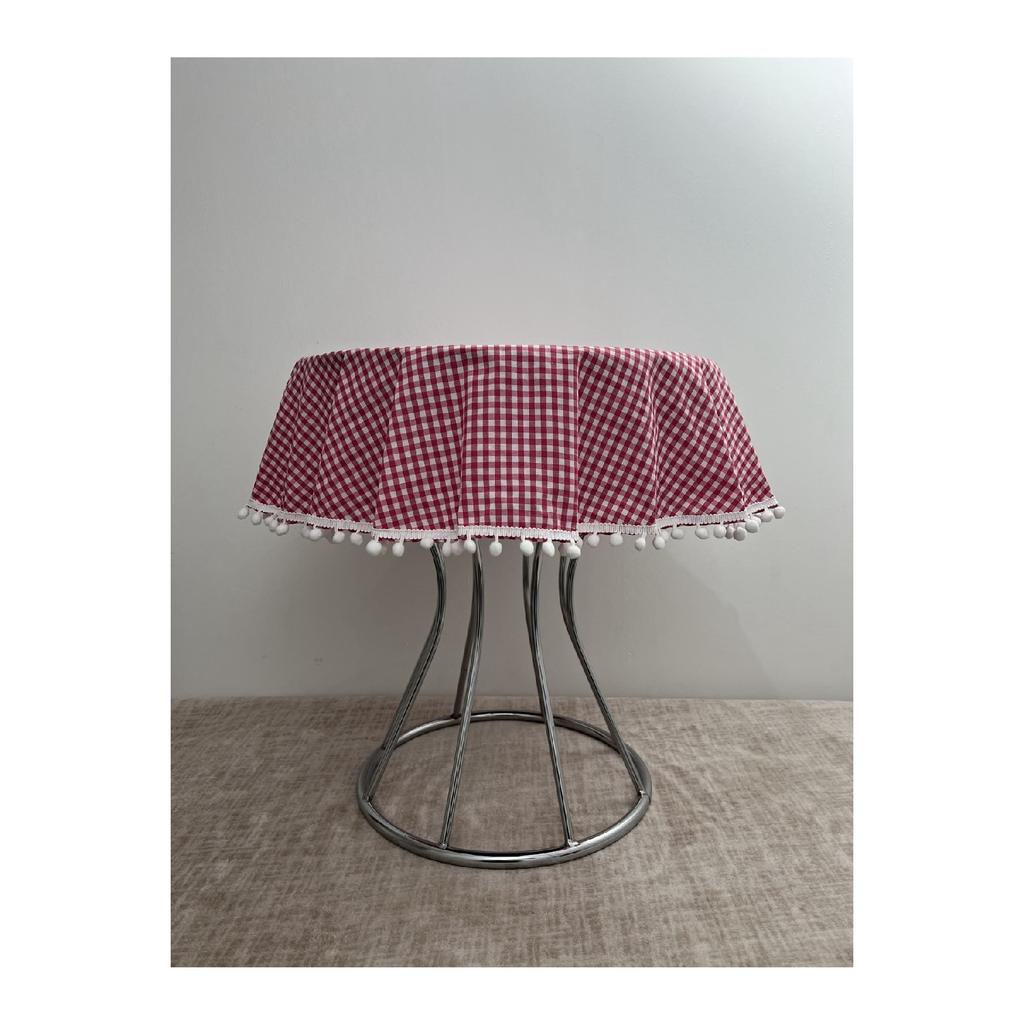 Bommel Gingham Round Pompom Ubrus Gingham Round