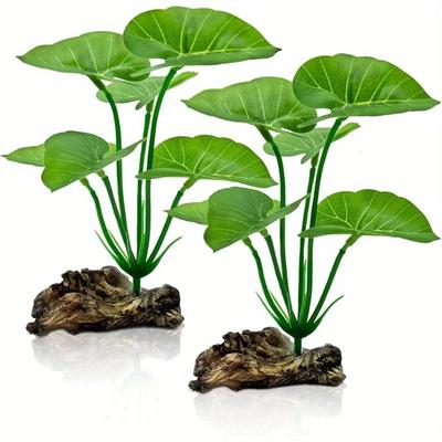 1 peça de Plantas Artificiais para Aquário Folhas Flutuantes Realistas Haste Resistente, Terrários para Répteis Decoração de Tanque de Água de Baixa Manutenção