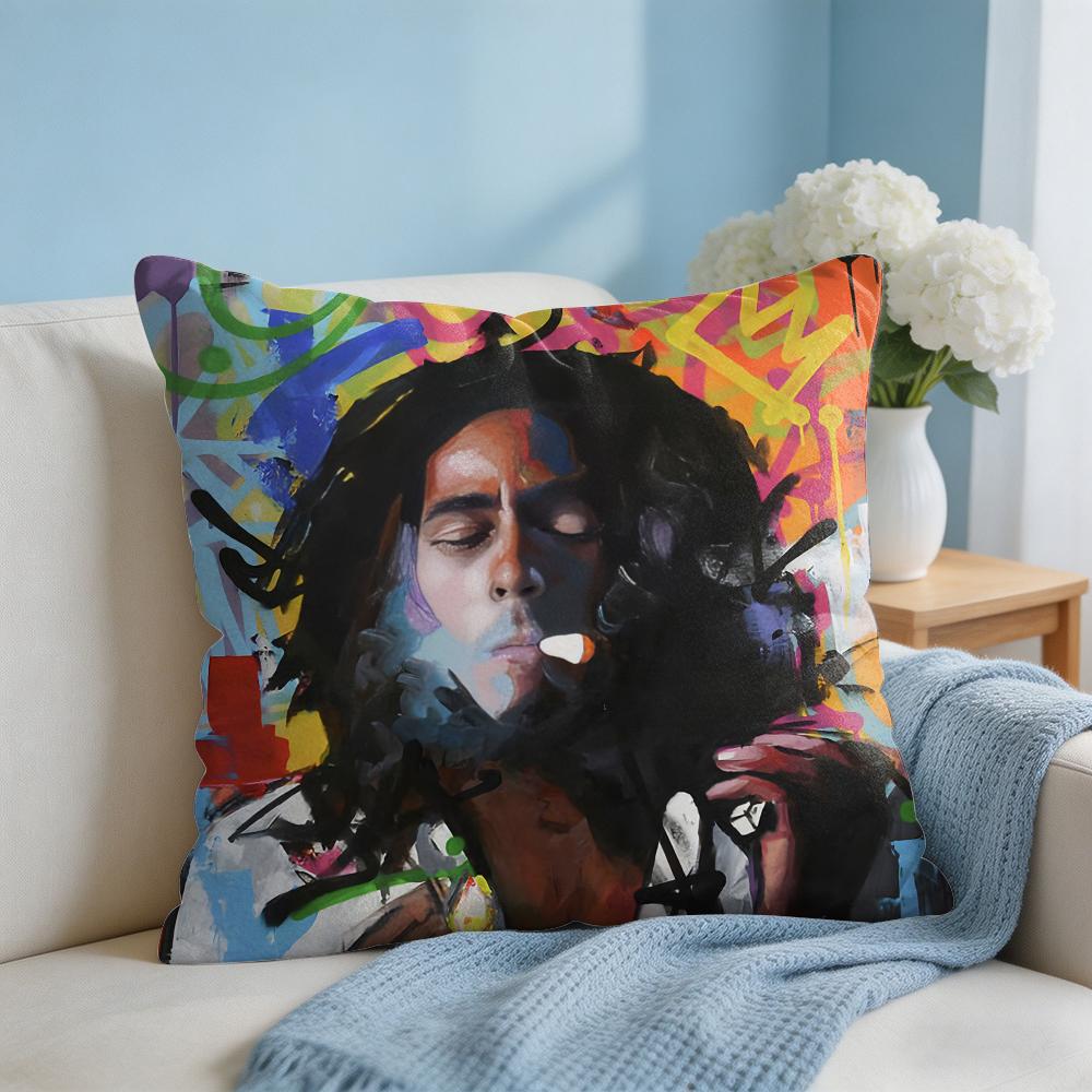 Singer Bob MMarley Cushion Cover Square Pillow Bedroom Sofa Leisure Comfort Living Room Home Decoration X