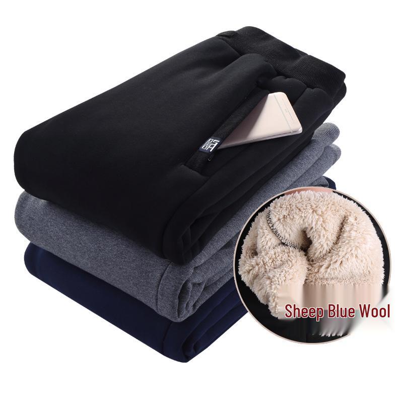 Men's Slim Fit Fleece Lined Winter Sports Sweatpants with Cuffs - Thickened Lambswool for Warmth