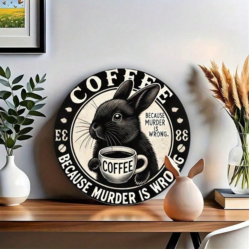 Vintage Round Metal Sign 8x8 Inch Rustic Tin Plaque Coffee Bar Decor Retro Wall Art for Home Cafe Restaurant