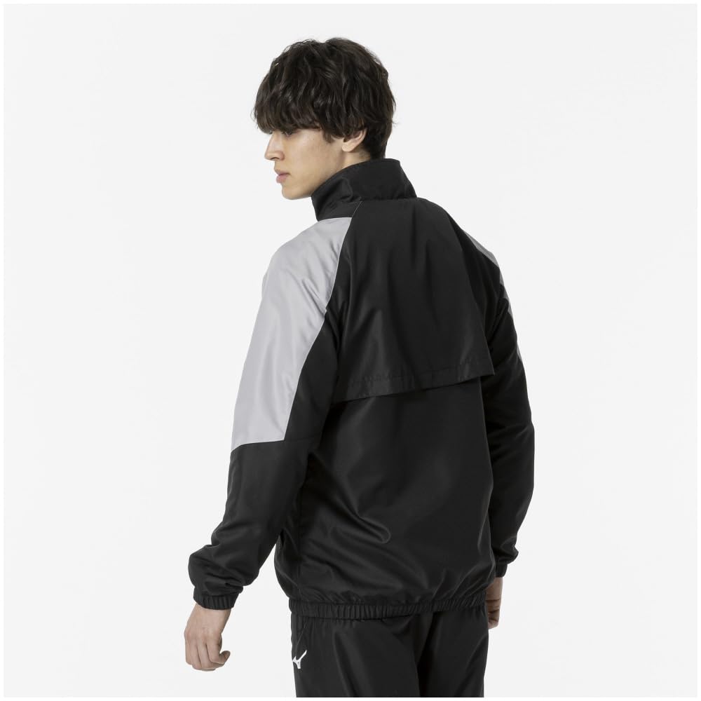 Mizuno Breath Thermo Training Warmer and XL Jacket, Moisture-Wicking Heat-Generating, 32MEA655, Black/Alloy Gray,