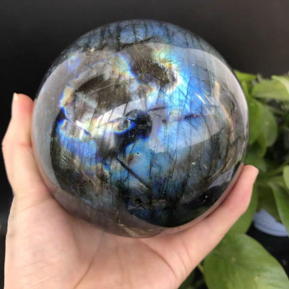 Natural Crystals Labradorite Ball Quartz Massage Polished Reiki Healing Exquisite Room Decor Moonstone Ore Souvenirs Sphere Ball