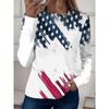 Women's T shirt Long Sleeve Crew Neck Long Sleeve Tunic Graphic Flag Top