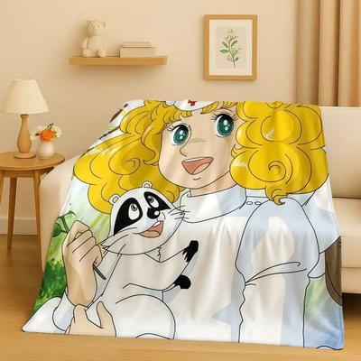 3D Classic Cartoon Candy Candy Sweet Girl Flannel Blanket,Ultra Soft Warm Plush Throw for Home Bedroom Bed Sofa Cover Office Kid