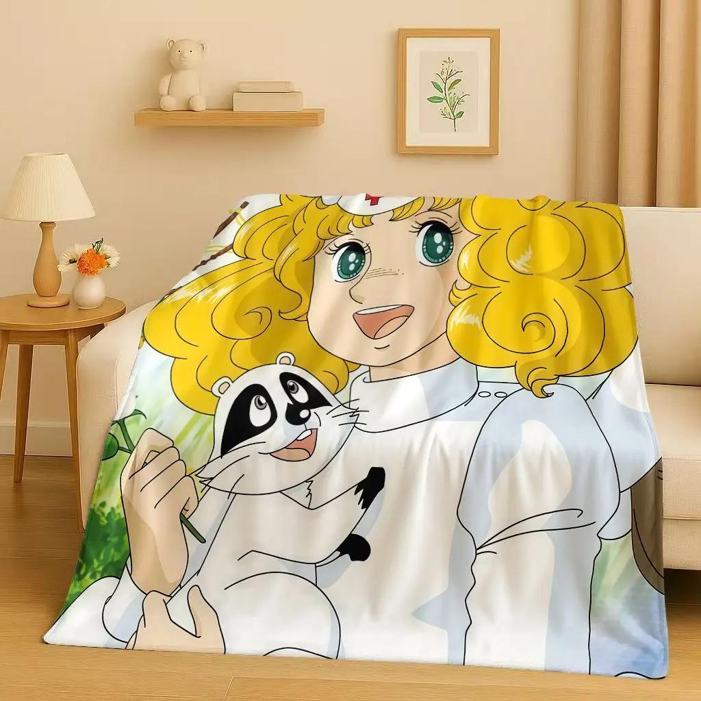 3D Classic Cartoon Candy Candy Sweet Girl Flannel Blanket,Ultra Soft Warm Plush Throw for Home Bedroom Bed Sofa Cover Office Kid