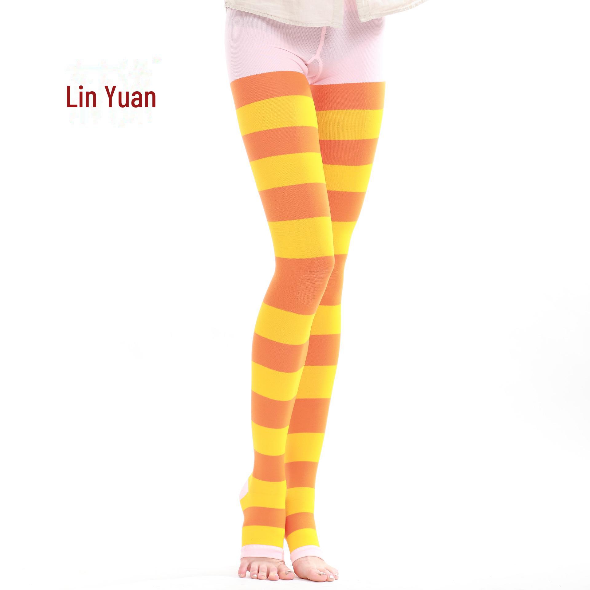 

Женские утягивающие полосатые колготки – Пижамы, приподнимающие бедра и корректирующие ноги Pants 5602, One Size оранжевый