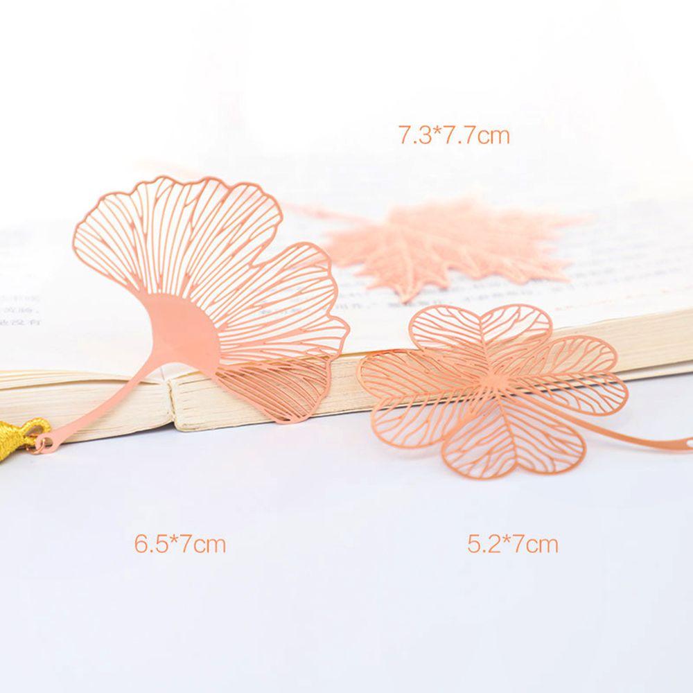 New Rose Gold Apricot Leaf Metal Bookmark Tassel Chinese Style