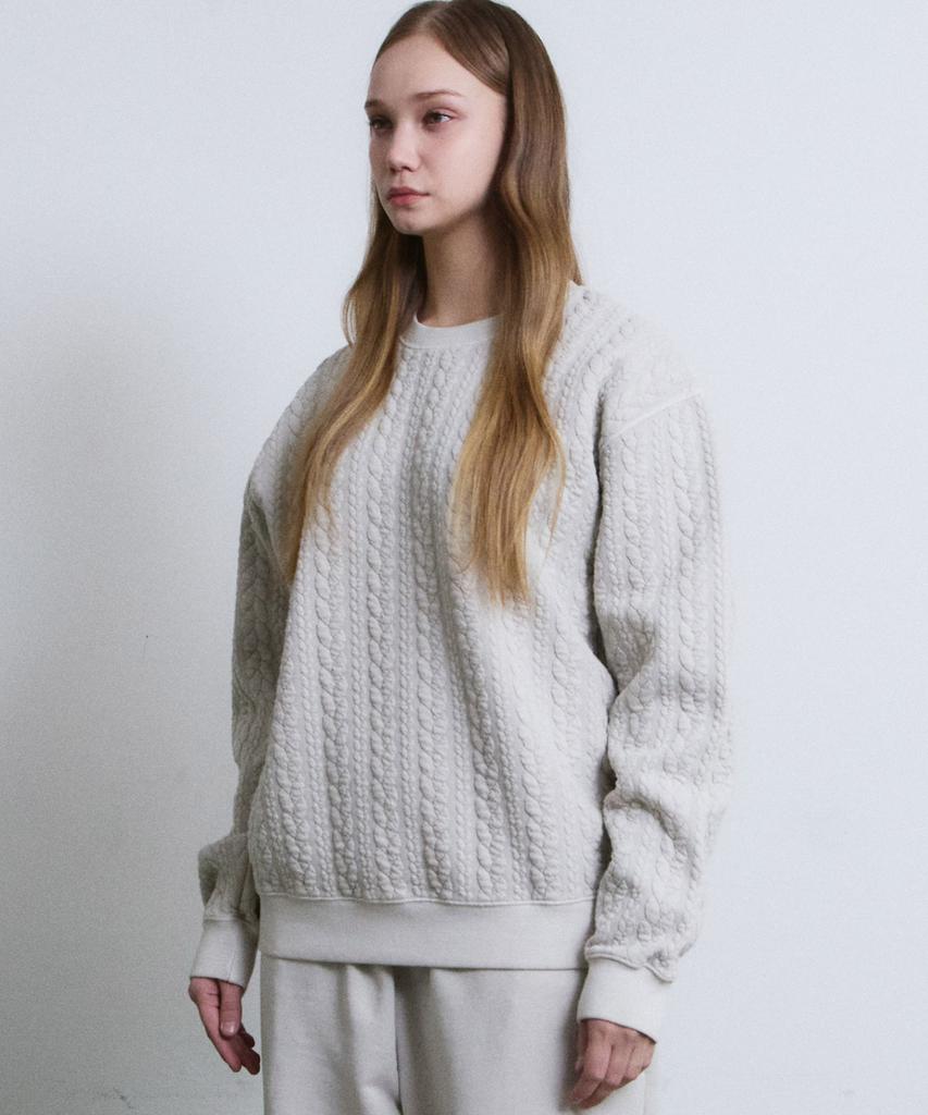 ADERNM Granma Cable Sweatshirts (Beige)
