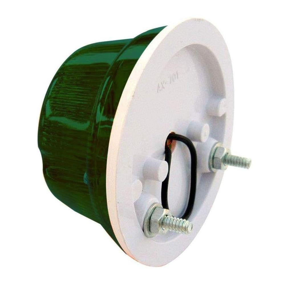 APSMOTIV 2Pc Universal Tail Lights Tail/Turn Signal Round Compact 2X Green Top Side Markers With 12V Bulbs For Trailer Truck Pickup Suv Van