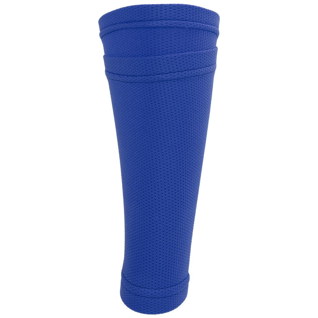 1 Pair Soccer Shin Guard Socks Double Layer Shin Pad Sleeves for Football Training Blue