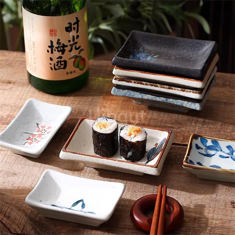 Kleine japanische Keramikplatte Retro Brennofen Glasur Barbecue Mini Dip Schale Sashimi Sushi Sojasauce Schale kleine Schreibtisch Snackplatte