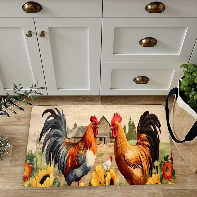 1 Stück Anti-Ermüdungs-Küchenteppiche Hahn-Druck Wasserdicht Rutschfest Dick Gepolsterte Küchenmatte Hochbelastbare Komfort-Stehmatte für die Küche