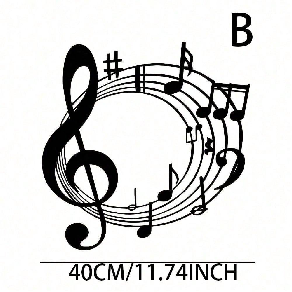 Wrought Iron Music Symbol Metal Sign Black Abstract Art Wall Decor for Home Bar Cafe
