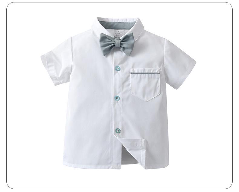 New Summer Baby & Toddler British Gentleman Two-Piece Short Sleeve Overalls Set