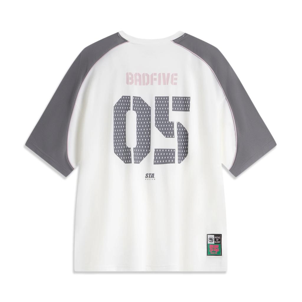 Li Ning Basketball Series Bad Five Buchstabenspleißung Rundhals Bequem Atmungsaktiv Vielseitig Locker Kurzarm T-Shirt Herren T-Shirts AHSUD39-3