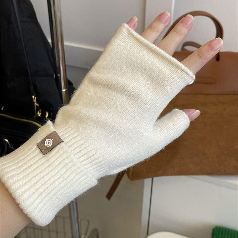 Warm Half Finger Gloves Long Sleeve Gloves Cute Fingerless Mittens for Women Girls