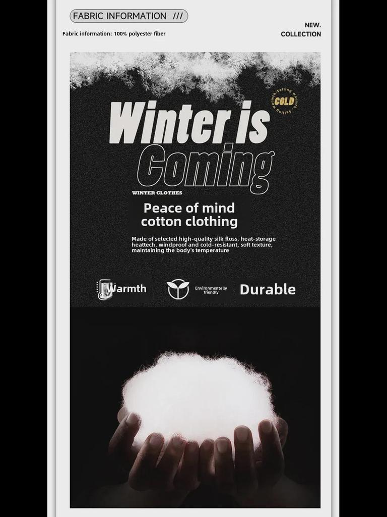 Dicke, mit Baumwolle gefütterte Winterjacke für Herren, warme, lockere Passform für junge Männer